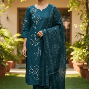 Pure Cotton Suit Set Blue
