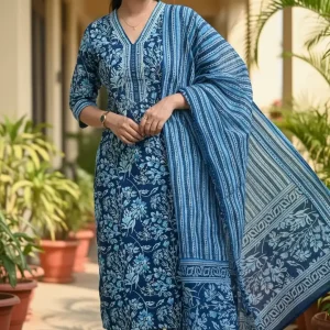 Pure Cotton Suit Set Indigo