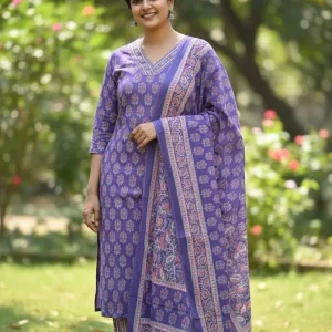 Pure Cotton Suit Set Lavender